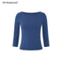 STRIKE_A_POSE_Boat_Neck_Lace_Trim_Solid_Color_Slim_Fit_Cotton_Women&