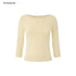 STRIKE_A_POSE_Boat_Neck_Lace_Trim_Solid_Color_Slim_Fit_Cotton_Women&