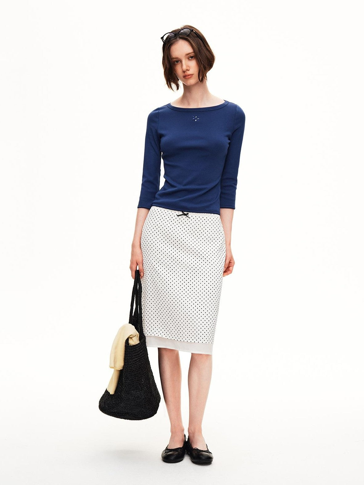 STRIKE A POSE Boat Neck Lace Trim Solid Color Slim Fit Cotton Women&