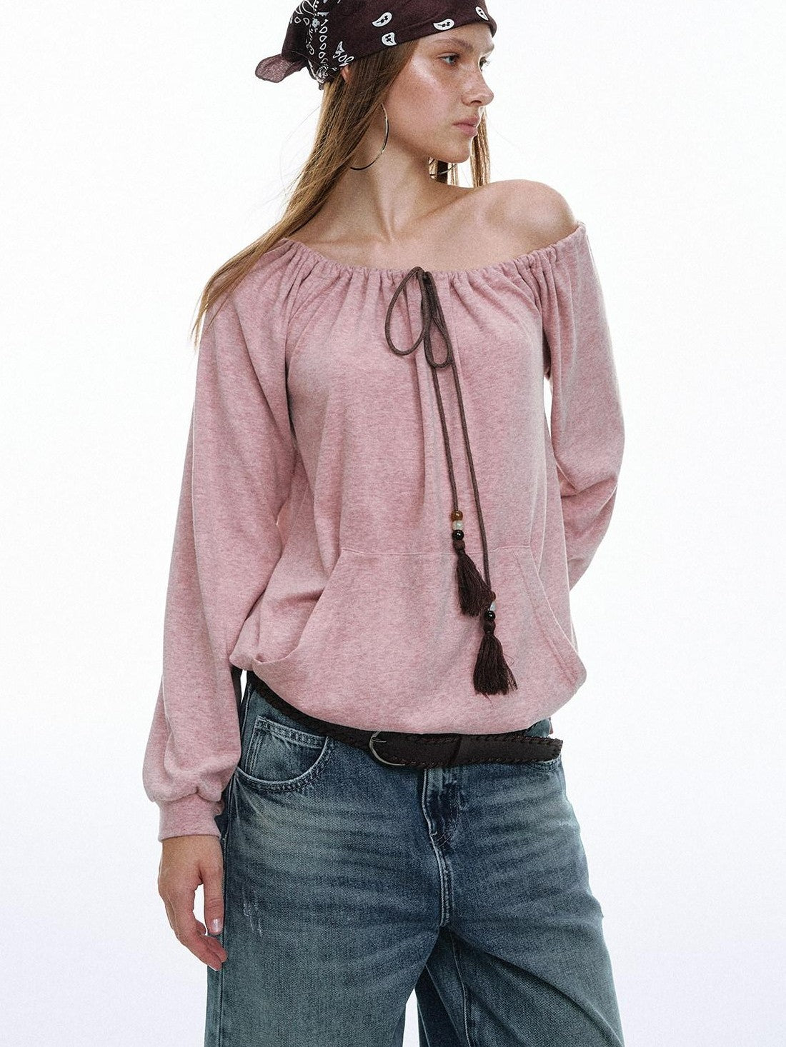STRIKE A POSE Bohemian Off Shoulder Drawstring Tassel Loose Women&