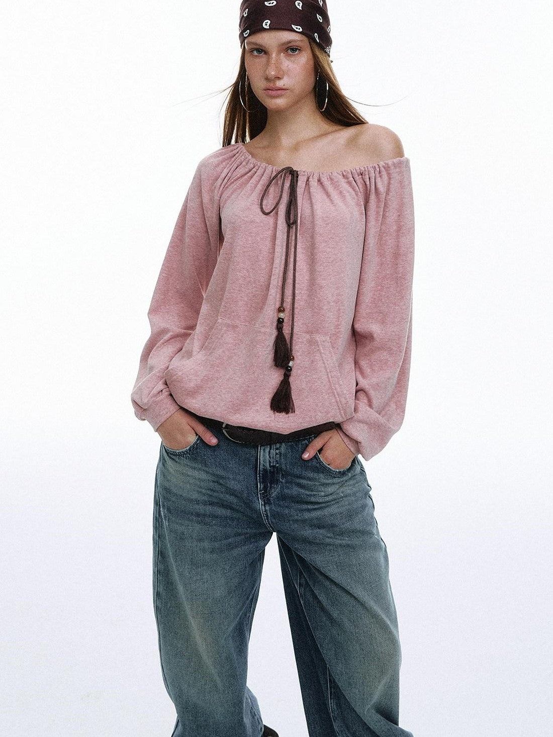 STRIKE A POSE Bohemian Off Shoulder Drawstring Tassel Loose Women&