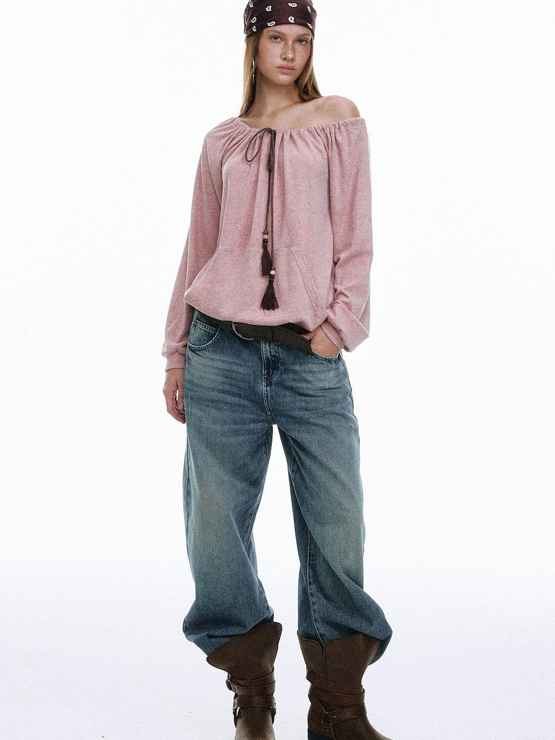 STRIKE A POSE Bohemian Off Shoulder Drawstring Tassel Loose Women&