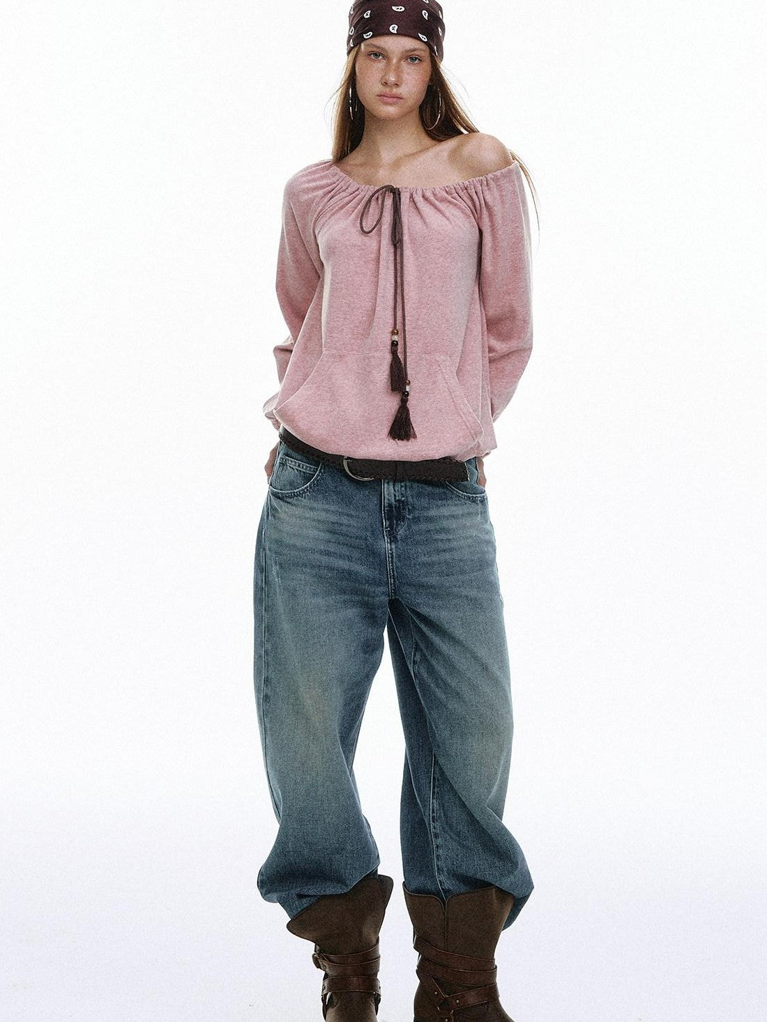 STRIKE A POSE Bohemian Off Shoulder Drawstring Tassel Loose Women&