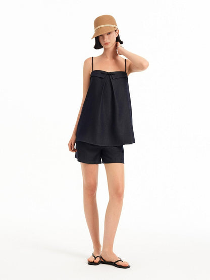 STRIKE A POSE Bow Aline Camisole Loose Shorts Women&