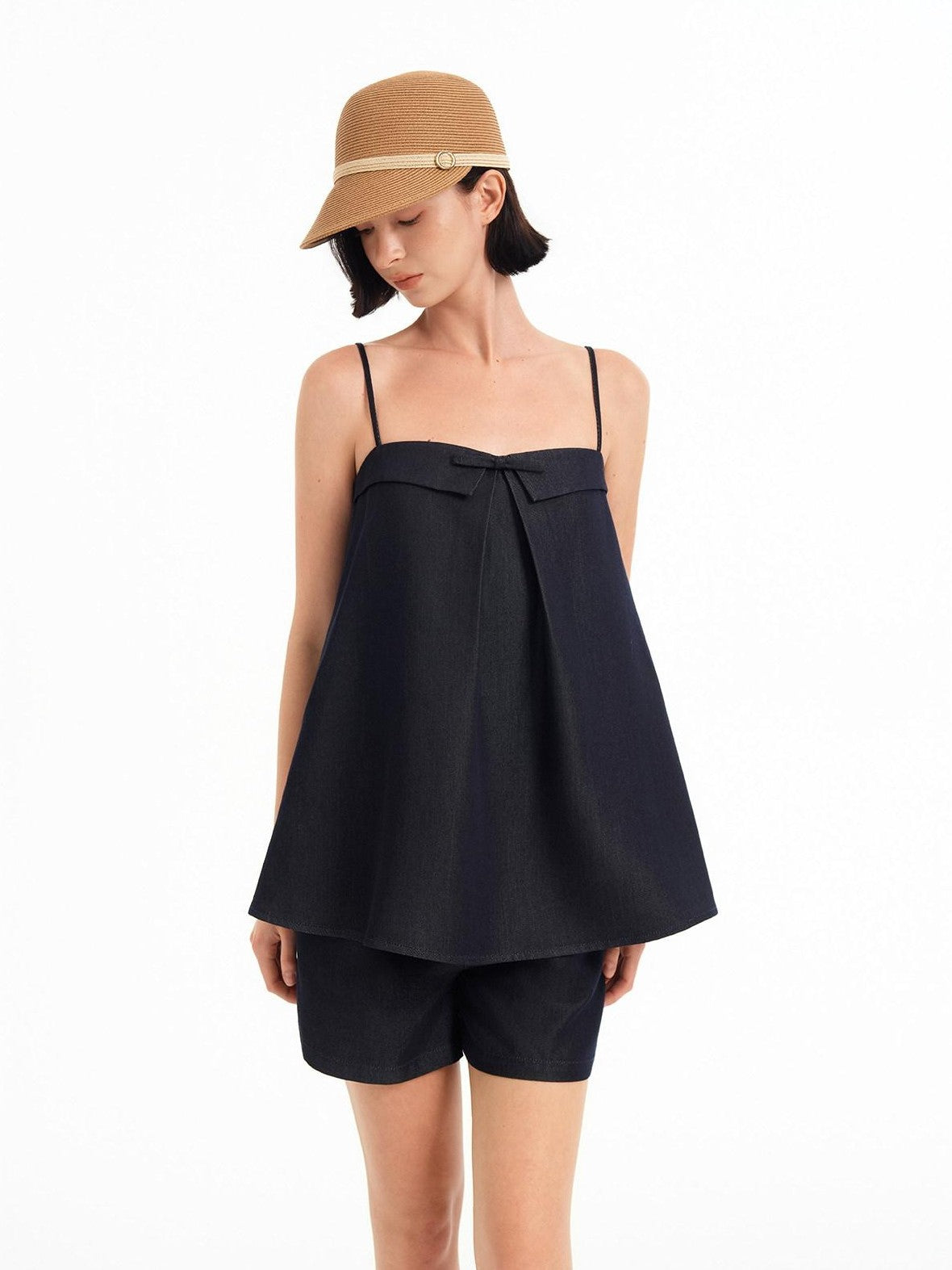 STRIKE A POSE Bow Aline Camisole Loose Shorts Women&