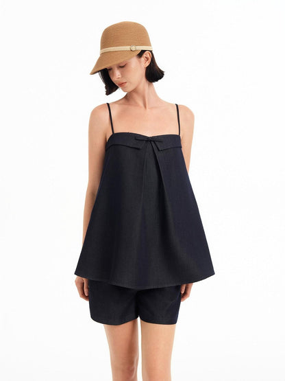 STRIKE A POSE Bow Aline Camisole Loose Shorts Women&