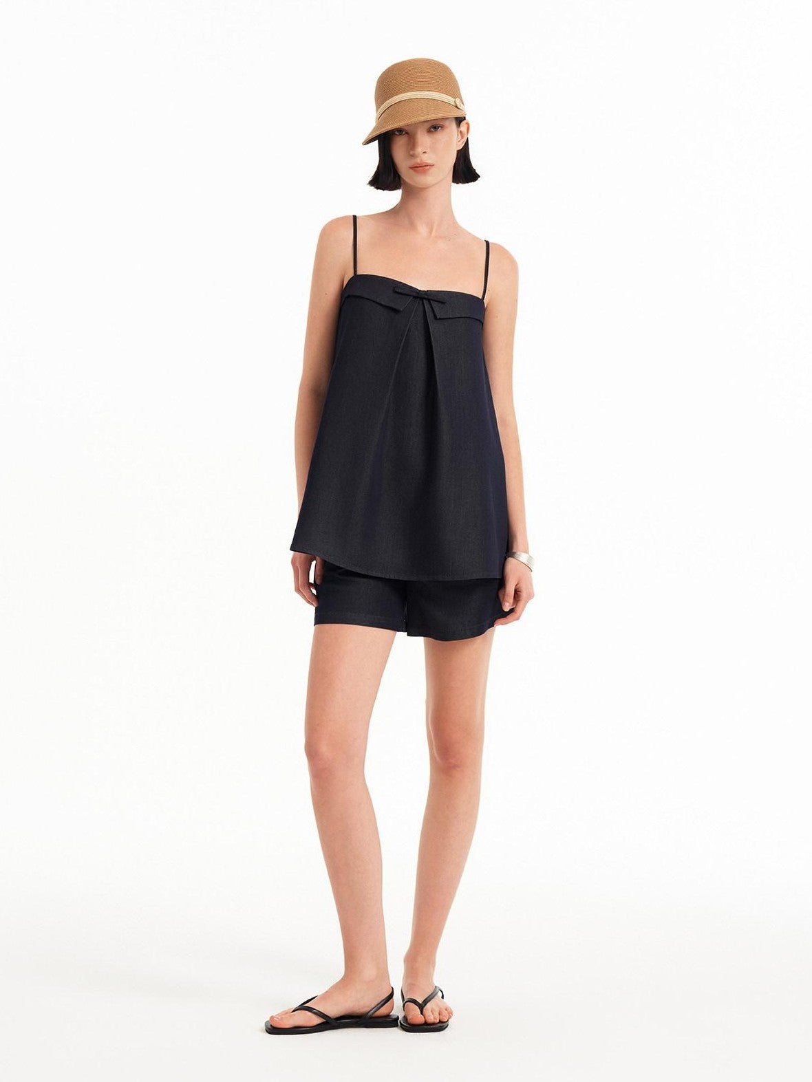 STRIKE A POSE Bow Aline Camisole Loose Shorts Women&