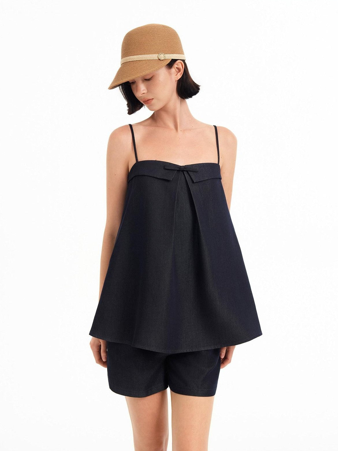STRIKE A POSE Bow Aline Camisole Loose Shorts Women&
