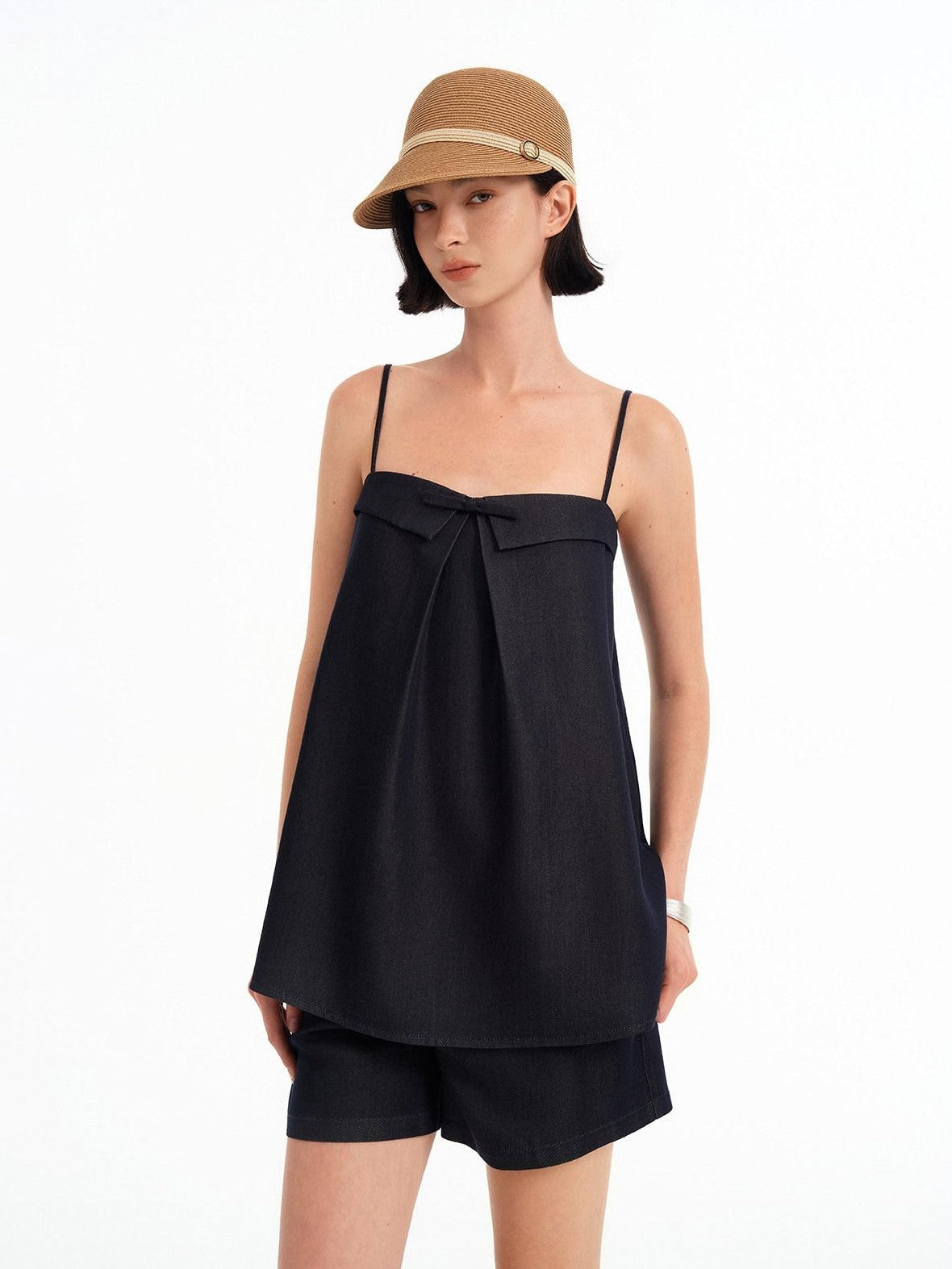STRIKE A POSE Bow Aline Camisole Loose Shorts Women&