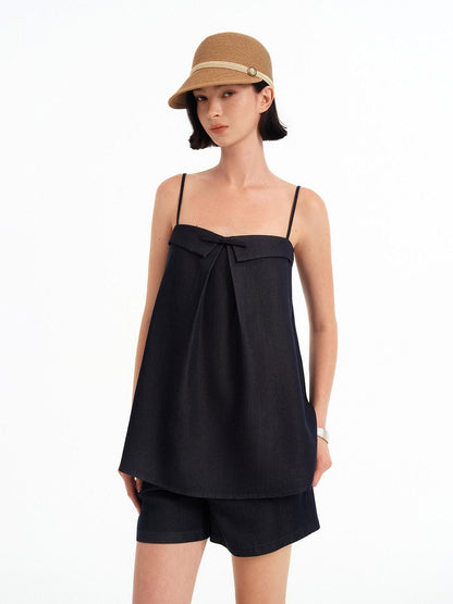 STRIKE A POSE Bow Aline Camisole Loose Shorts Women&