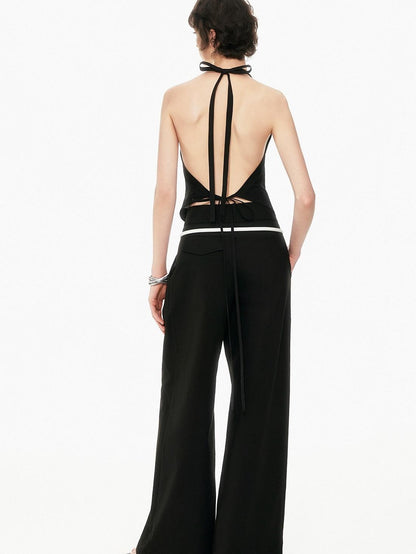 STRIKE A POSE Bow Tie Tucked Backless Cropped Slim Waist Women&