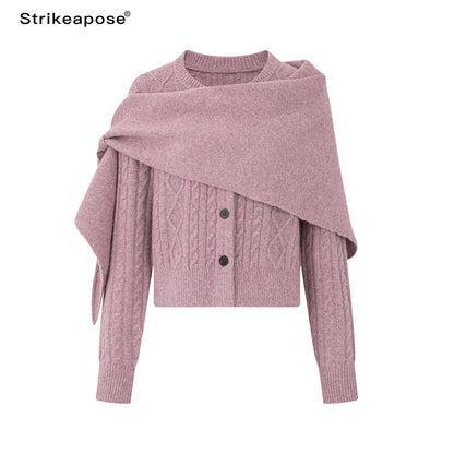 STRIKE_A_POSE_Cable_Knit_Asymmetric_Drape_Collar_Slim_Fit_Cropped_Women&