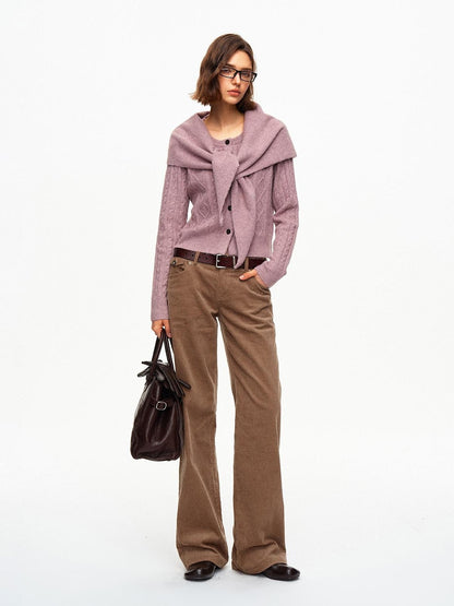 STRIKE A POSE Cable Knit Asymmetric Drape Collar Slim Fit Cropped Women&