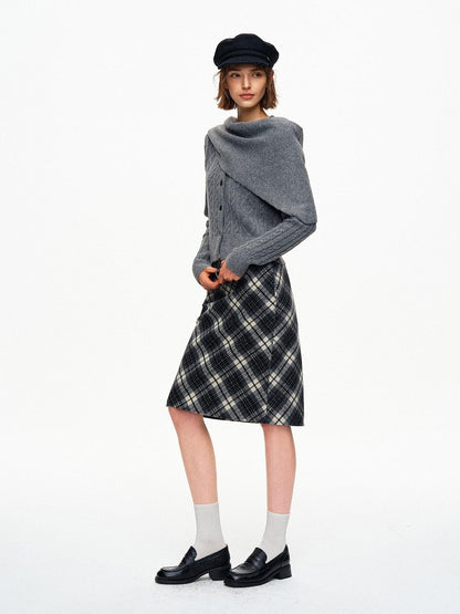 STRIKE A POSE Cable Knit Asymmetric Drape Collar Slim Fit Cropped Women&