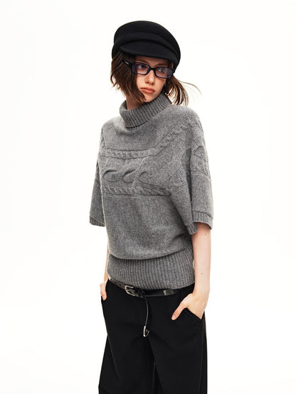 STRIKE A POSE Cable Knit Jacquard Loose Fit Short Sleeve Women&