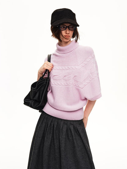 STRIKE A POSE Cable Knit Jacquard Loose Fit Short Sleeve Women&