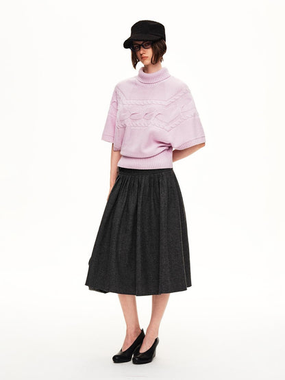 STRIKE A POSE Cable Knit Jacquard Loose Fit Short Sleeve Women&