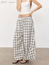 STRIKE A POSE Checked Parachute High Waist Elastic Women&
