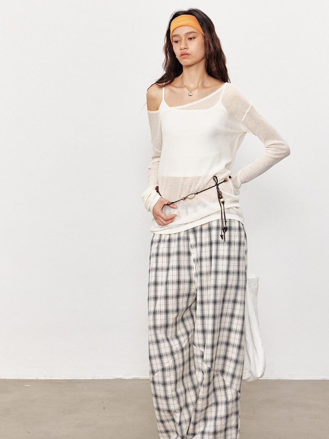 STRIKE A POSE Checked Parachute High Waist Elastic Women&