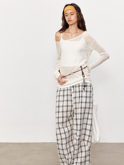 STRIKE A POSE Checked Parachute High Waist Elastic Women&