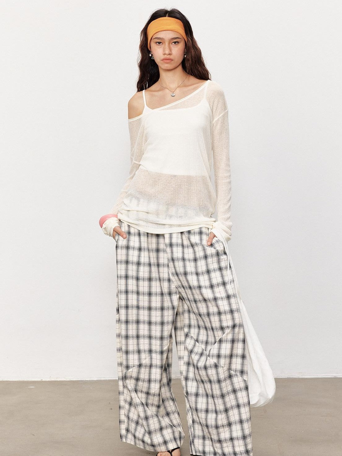 STRIKE A POSE Checked Parachute High Waist Elastic Women&