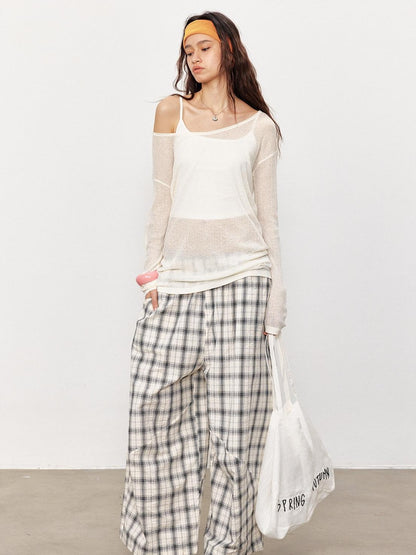 STRIKE A POSE Checked Parachute High Waist Elastic Women&
