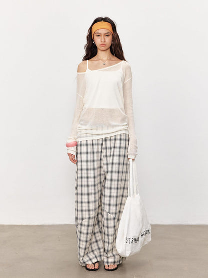 STRIKE A POSE Checked Parachute High Waist Elastic Women&