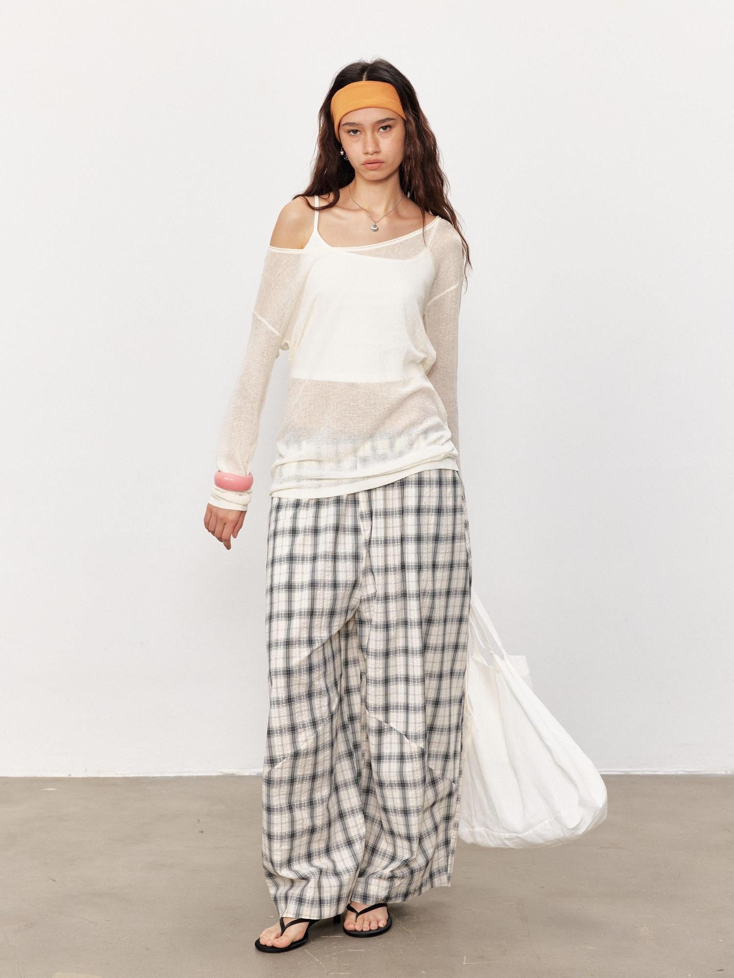 STRIKE A POSE Checked Parachute High Waist Elastic Women&