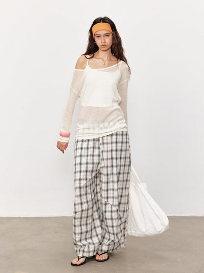 STRIKE A POSE Checked Parachute High Waist Elastic Women&