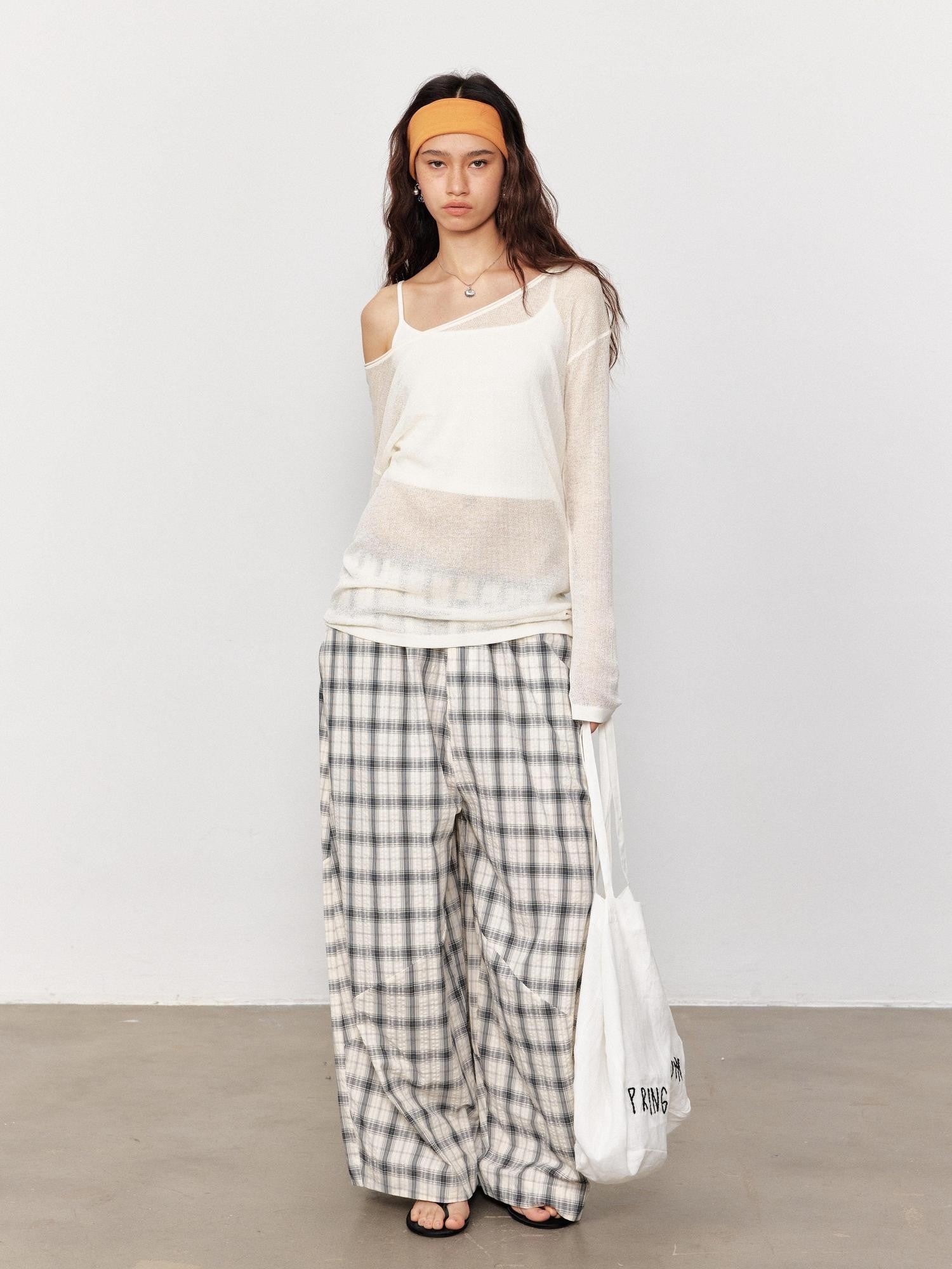 STRIKE A POSE Checked Parachute High Waist Elastic Women&