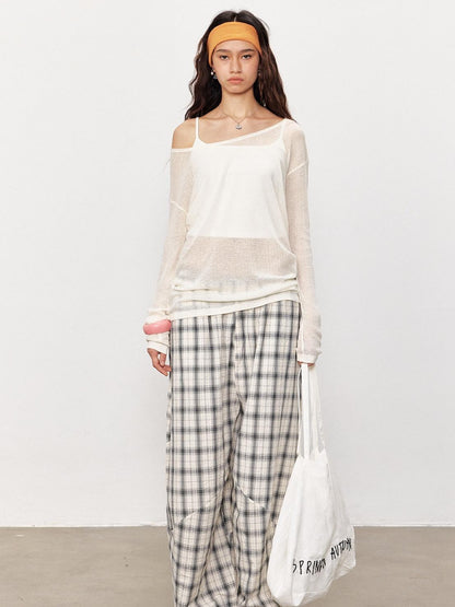 STRIKE A POSE Checked Parachute High Waist Elastic Women&
