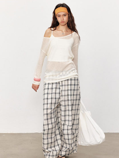 STRIKE A POSE Checked Parachute High Waist Elastic Women&