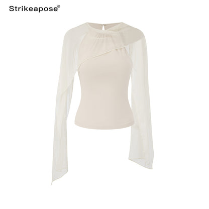 STRIKE_A_POSE_Chiffon_Shawl_Pleated_Neck_Halter_Knit_Women&