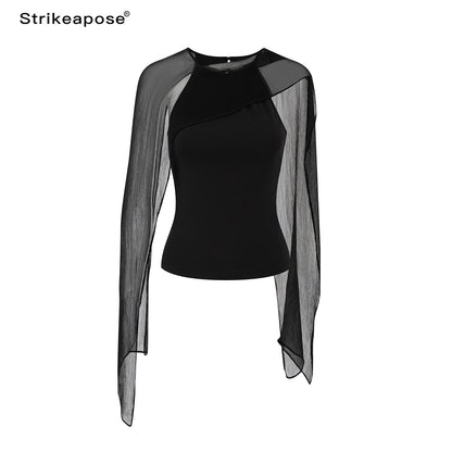 STRIKE_A_POSE_Chiffon_Shawl_Pleated_Neck_Halter_Knit_Women&