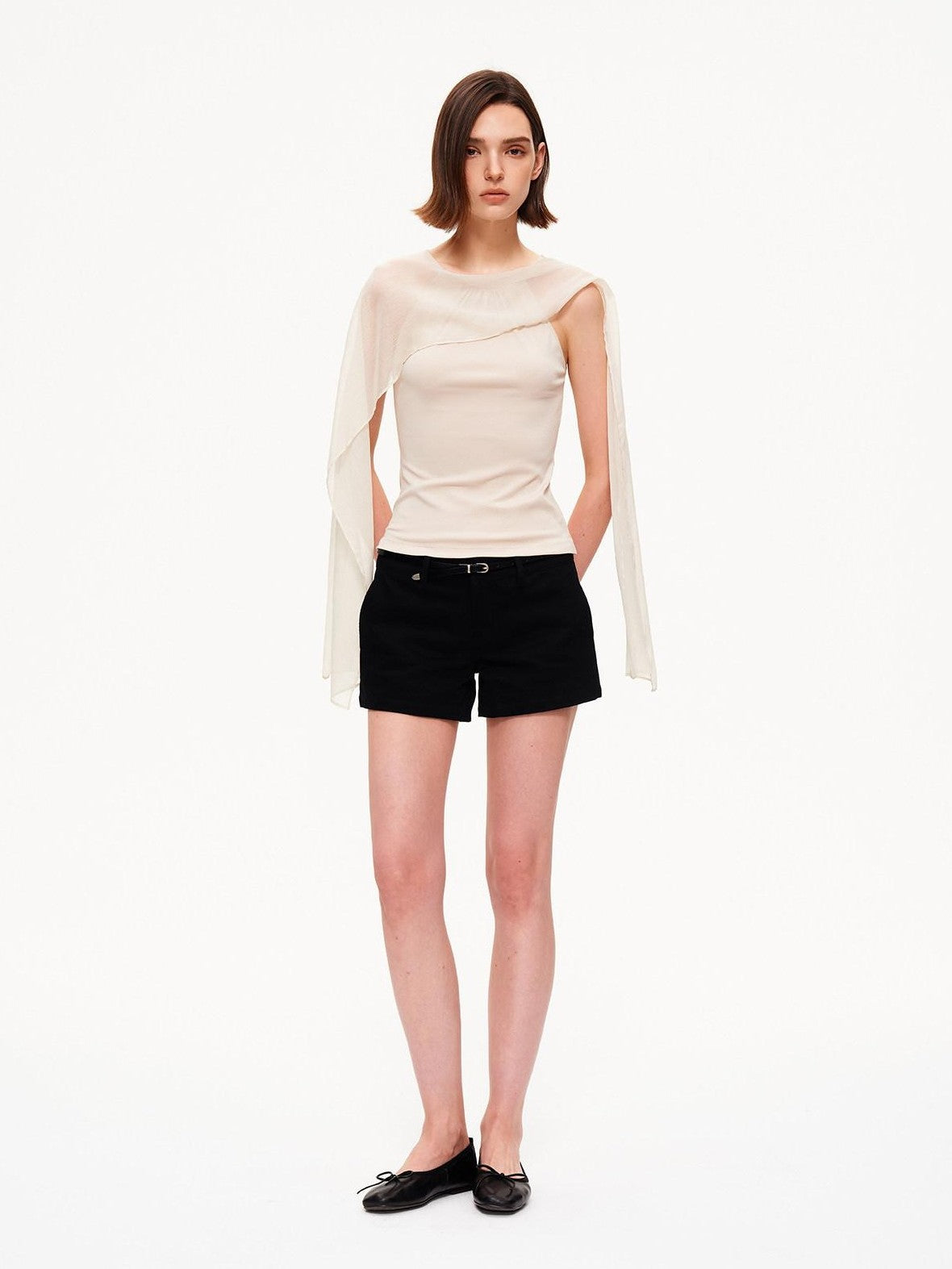 STRIKE A POSE Chiffon Shawl Pleated Neck Halter Knit Women&