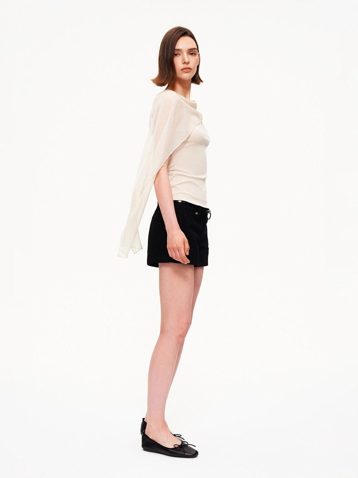 STRIKE A POSE Chiffon Shawl Pleated Neck Halter Knit Women&