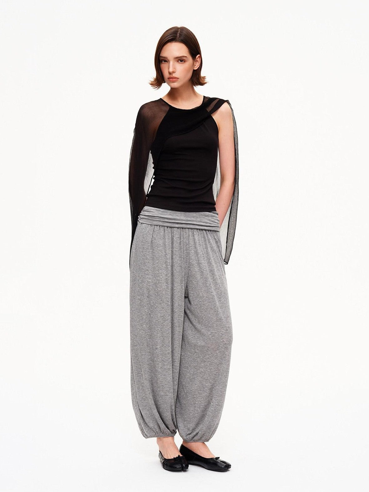 STRIKE A POSE Chiffon Shawl Pleated Neck Halter Knit Women&