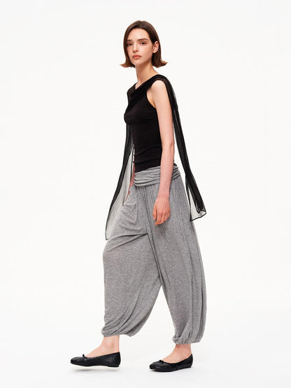 STRIKE A POSE Chiffon Shawl Pleated Neck Halter Knit Women&