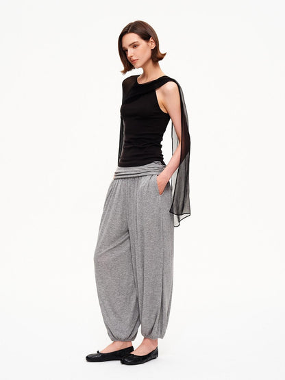 STRIKE A POSE Chiffon Shawl Pleated Neck Halter Knit Women&