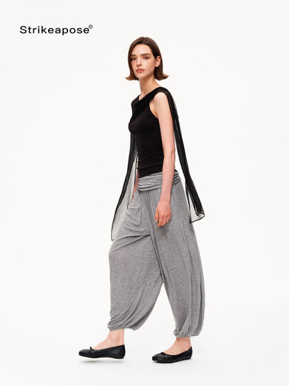 STRIKE A POSE Chiffon Shawl Pleated Neck Halter Knit Women&