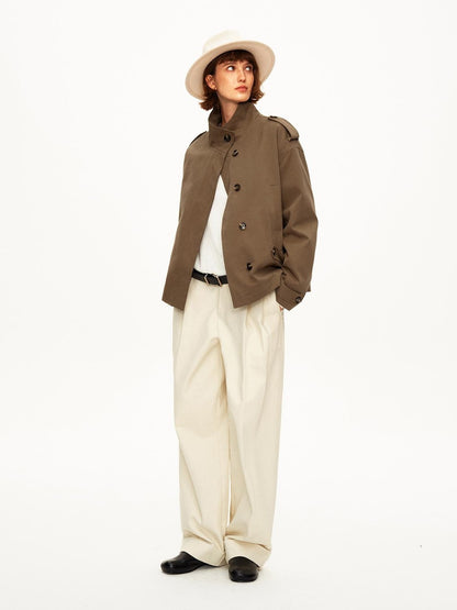 STRIKE A POSE Color Block Detachable Faux Fur Collar Cotton Women&