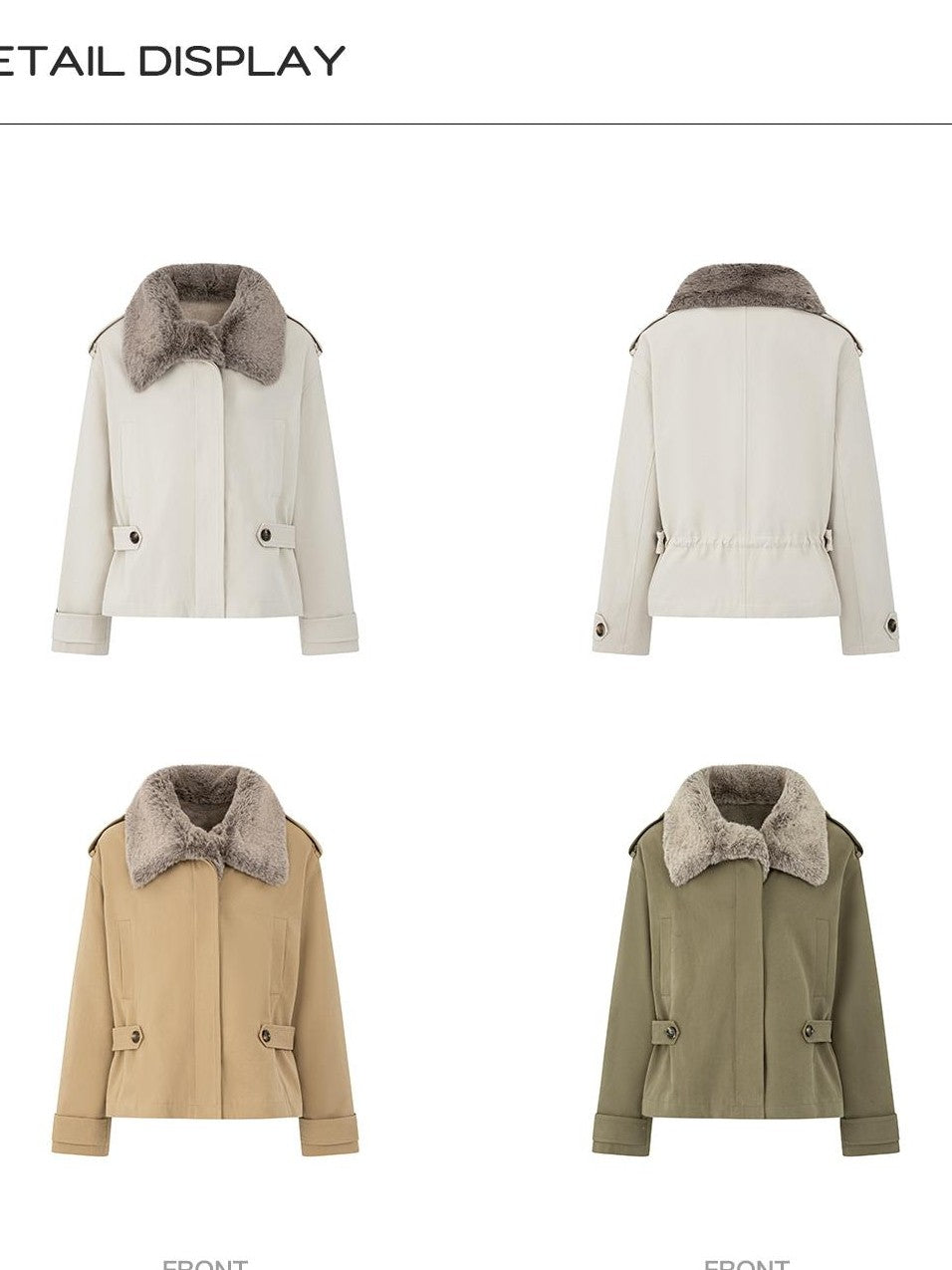 STRIKE A POSE Color Block Detachable Faux Fur Collar Cotton Women&