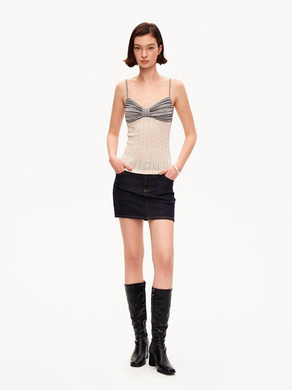 STRIKE A POSE Colorblock Cable Knit V-neck Slim Women&