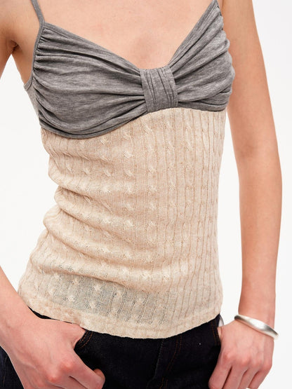 STRIKE A POSE Colorblock Cable Knit V-neck Slim Women&