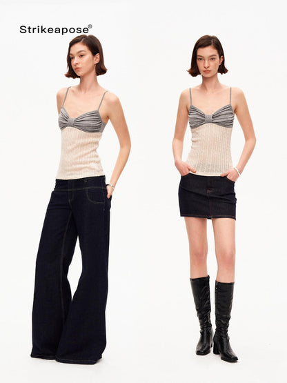 STRIKE A POSE Colorblock Cable Knit V-neck Slim Women&