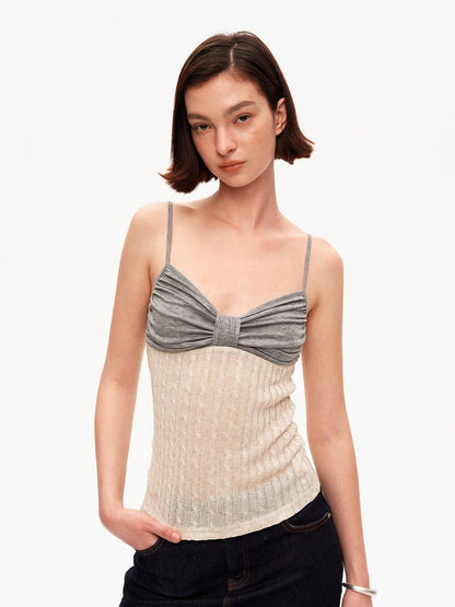STRIKE A POSE Colorblock Cable Knit V-neck Slim Women&