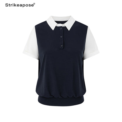STRIKE_A_POSE_Colorblock_Cinched_Waist_Polo_Women&