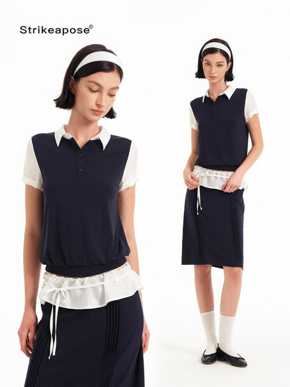 STRIKE A POSE Colorblock Cinched Waist Polo Women&