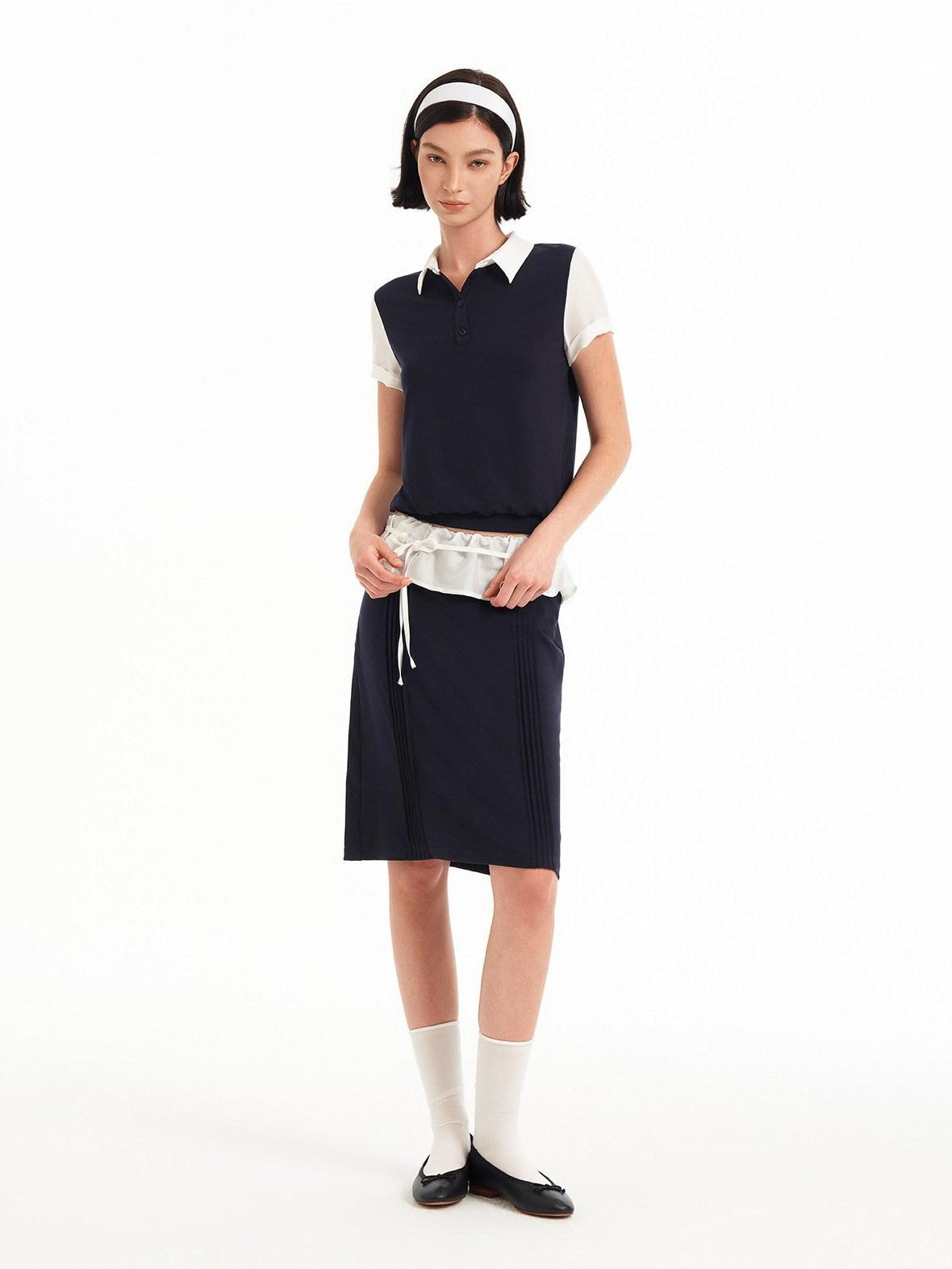 STRIKE A POSE Colorblock Cinched Waist Polo Women&