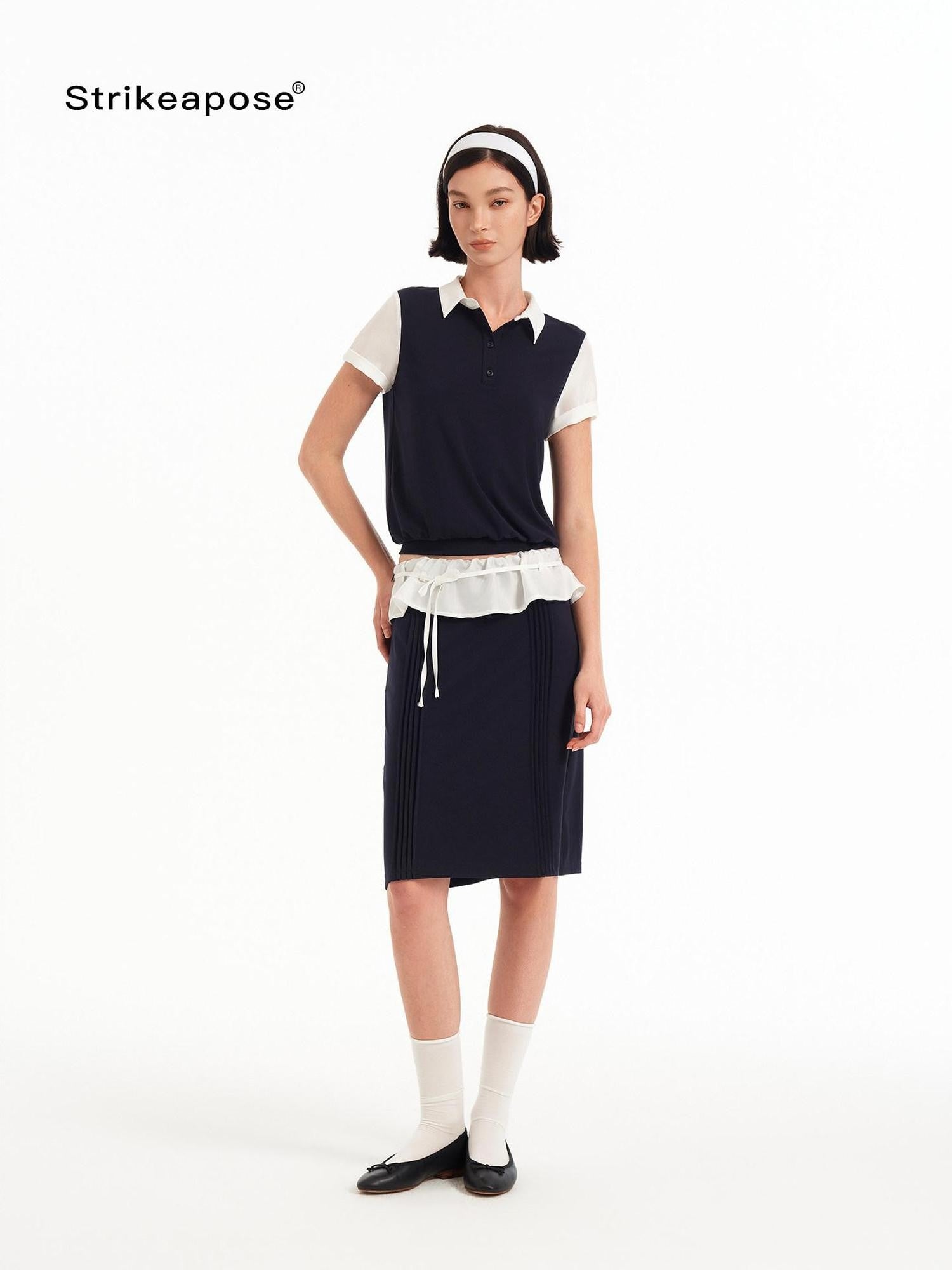 STRIKE A POSE Colorblock Cinched Waist Polo Women&